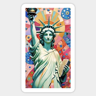 Gustav Klimt's Liberty Illuminated: Inspired Statue of Liberty Sticker